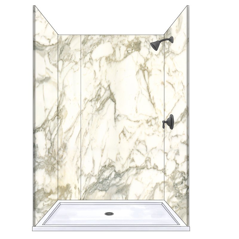 Polymarm 80" H x 36" D Four Panel Shower Wall Wayfair